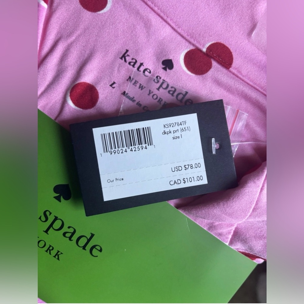 Kate Spade Long Sleeve PJ Pink with Big Red Dots Set - Picture 4 of 7
